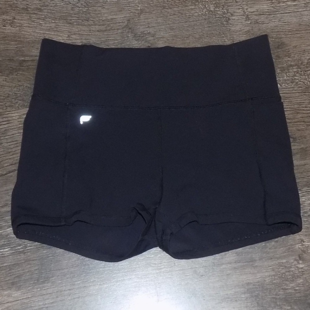 Fabletics PureLuxe Compression Shorts Womens M Black Good High Waisted Pockets